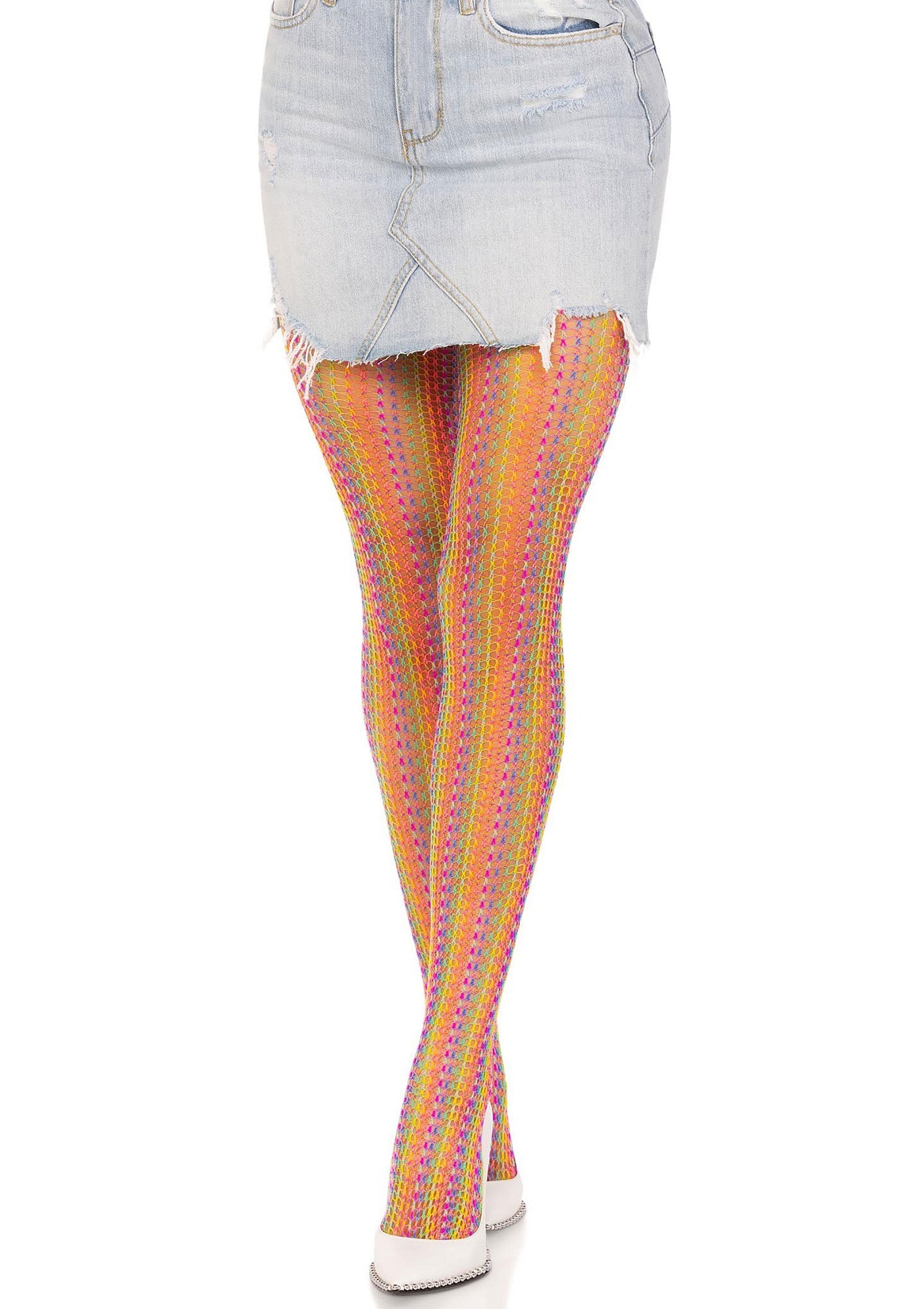 Rainbow Crochet Net Pantyhose