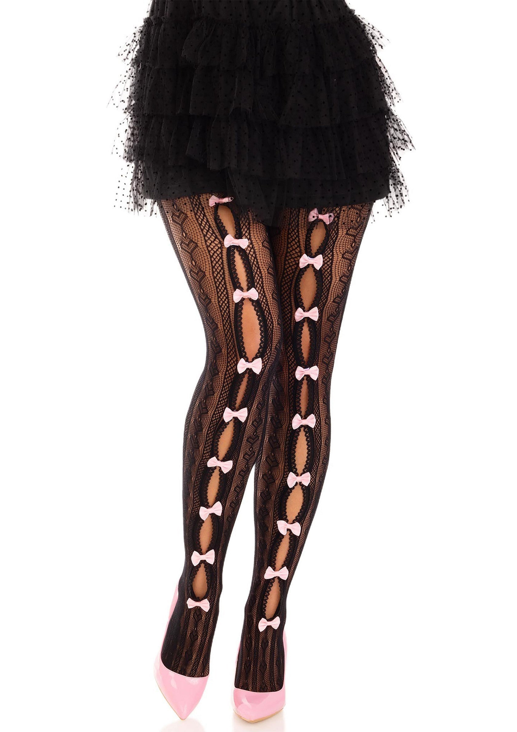 Sweetheart Striped Net Pantyhose