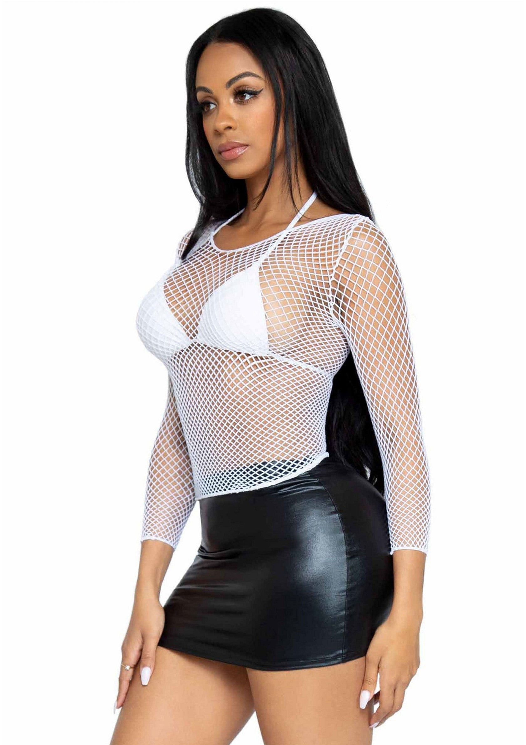Elastane Long Sleeved Fishnet Shirt