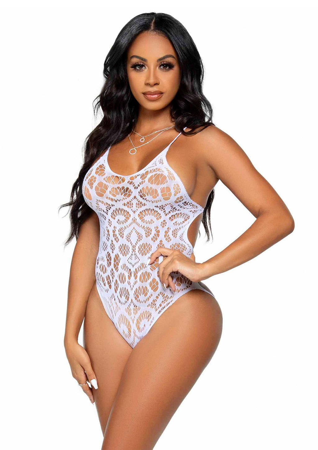 Seamless Lace Teddy with Strappy Back